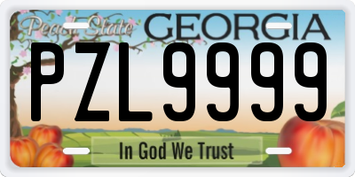 GA license plate PZL9999