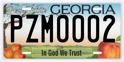 GA license plate PZM0002
