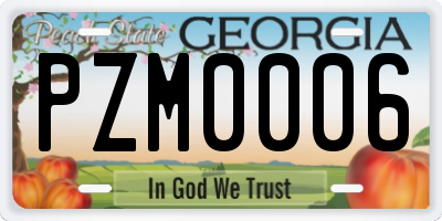GA license plate PZM0006