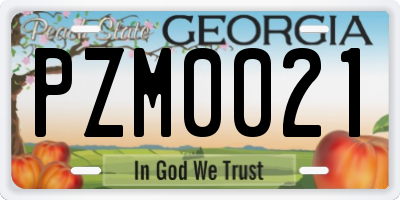 GA license plate PZM0021