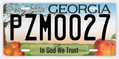 GA license plate PZM0027