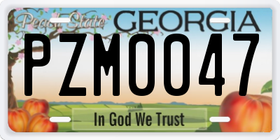 GA license plate PZM0047