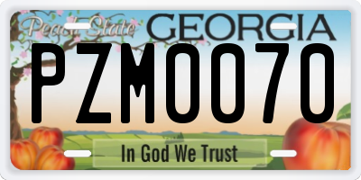 GA license plate PZM0070