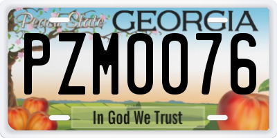 GA license plate PZM0076