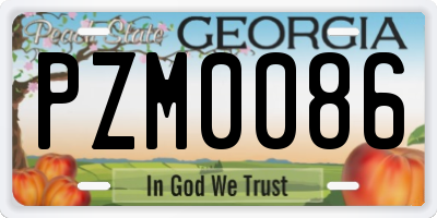 GA license plate PZM0086
