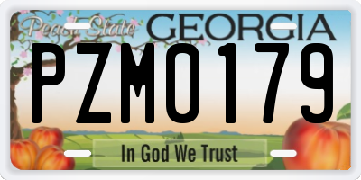 GA license plate PZM0179