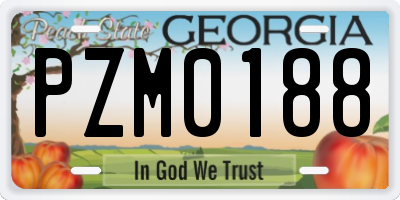 GA license plate PZM0188