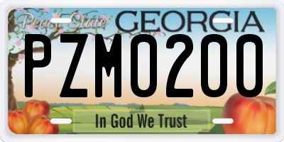 GA license plate PZM0200