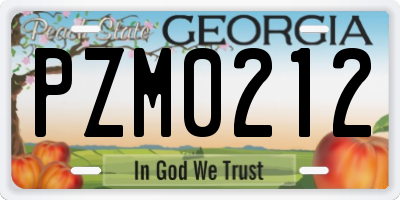 GA license plate PZM0212