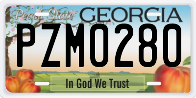 GA license plate PZM0280