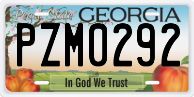 GA license plate PZM0292