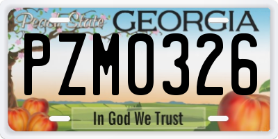 GA license plate PZM0326