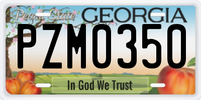 GA license plate PZM0350