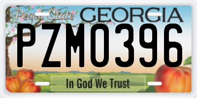 GA license plate PZM0396