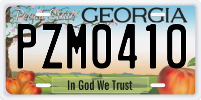 GA license plate PZM0410