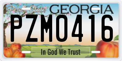 GA license plate PZM0416