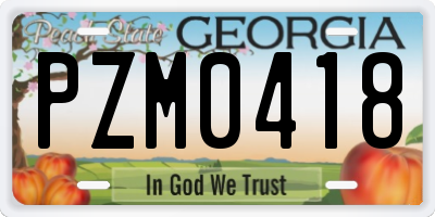 GA license plate PZM0418