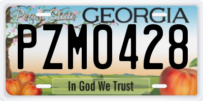 GA license plate PZM0428