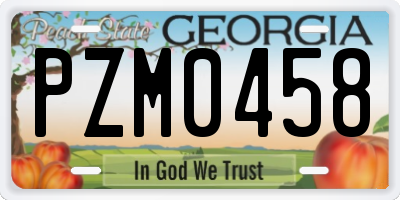 GA license plate PZM0458