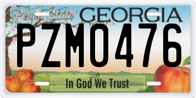 GA license plate PZM0476