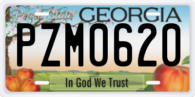 GA license plate PZM0620