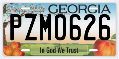 GA license plate PZM0626