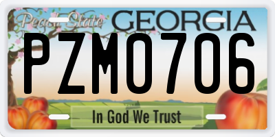 GA license plate PZM0706