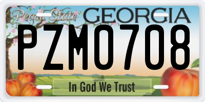 GA license plate PZM0708