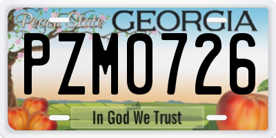 GA license plate PZM0726