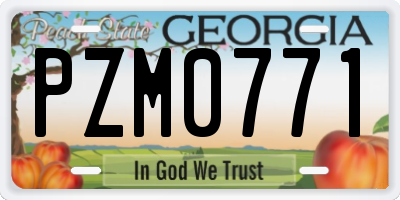 GA license plate PZM0771