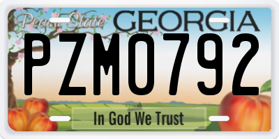 GA license plate PZM0792
