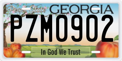GA license plate PZM0902