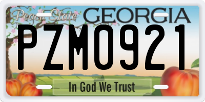 GA license plate PZM0921