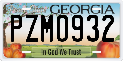 GA license plate PZM0932