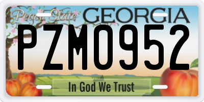 GA license plate PZM0952
