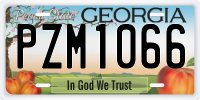 GA license plate PZM1066