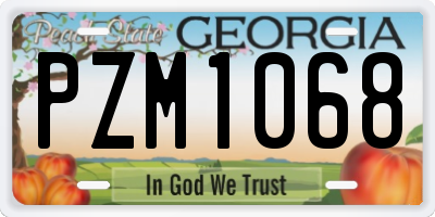 GA license plate PZM1068