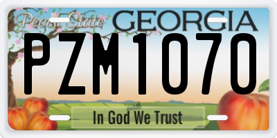 GA license plate PZM1070