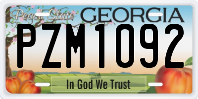 GA license plate PZM1092