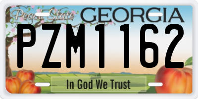 GA license plate PZM1162