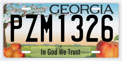 GA license plate PZM1326