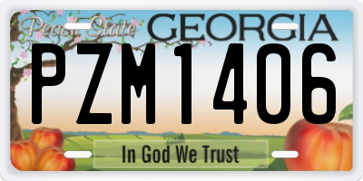 GA license plate PZM1406