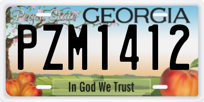 GA license plate PZM1412