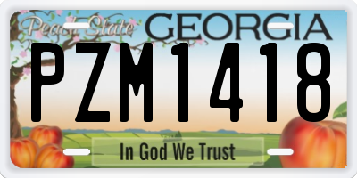 GA license plate PZM1418