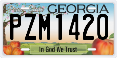 GA license plate PZM1420