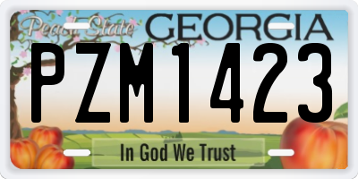 GA license plate PZM1423