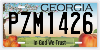 GA license plate PZM1426