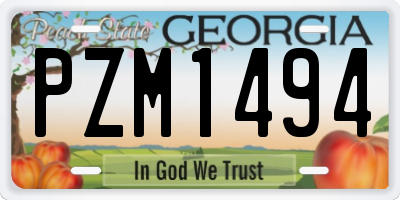 GA license plate PZM1494
