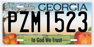 GA license plate PZM1523