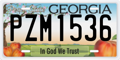 GA license plate PZM1536
